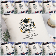 Graduation Gift Personalised Filled Cushion 40cm Zip Closure Various Sentiments