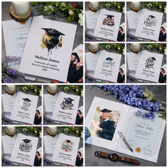 Graduation Certificate Holder Personalised Linen Cover With Photo Space