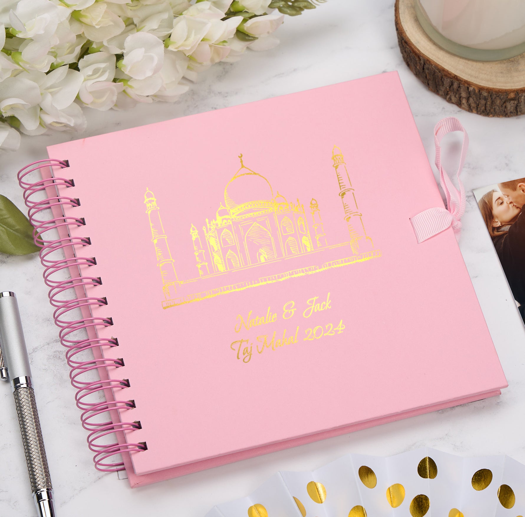 Personalised India Travel Taj Mahal, Photo Album or Scrapbook Multiple Colours