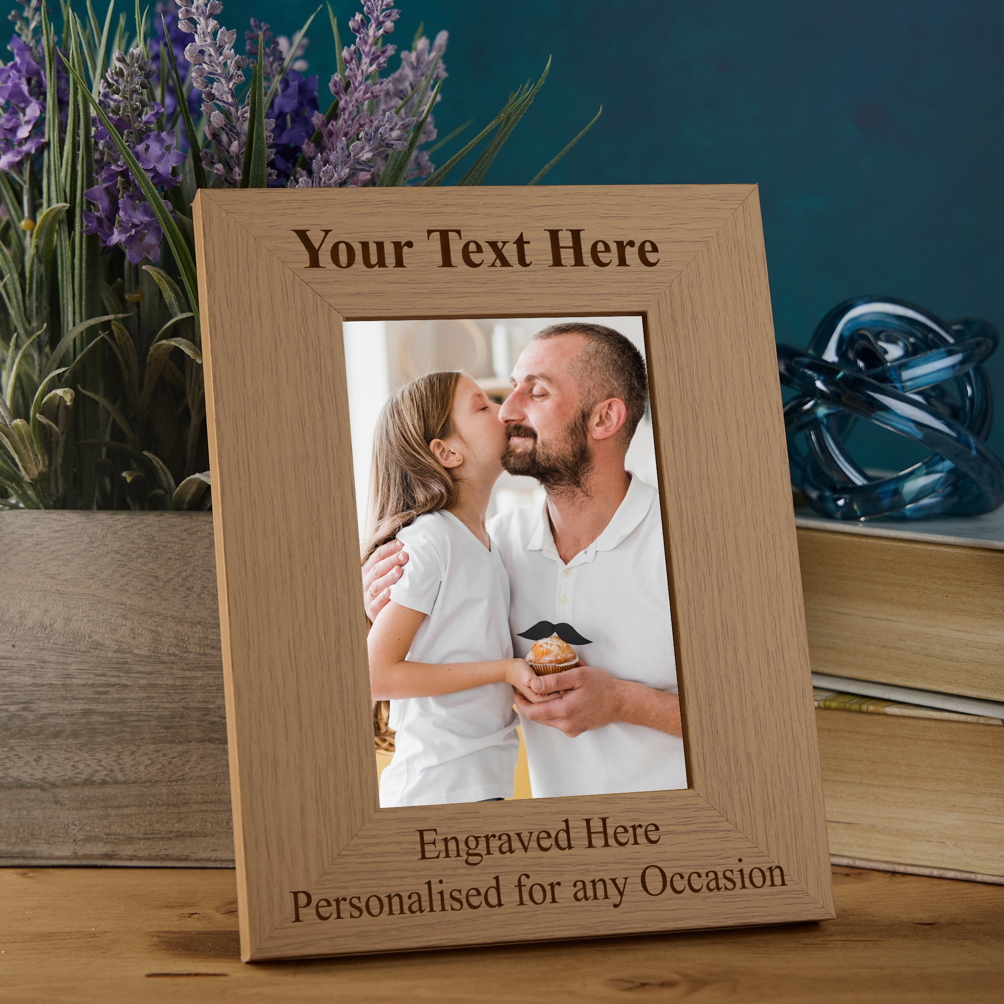 Personalised Wooden Photo Frames Custom Engraved Any Message Multiple Sizes Bold Text