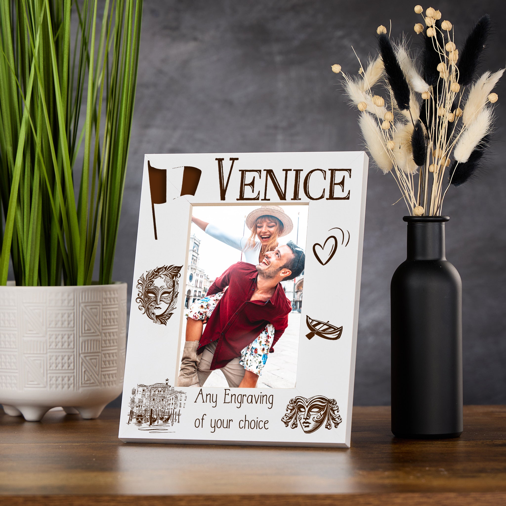 Personalised Venice Holiday Memory Photo Frame Engraved