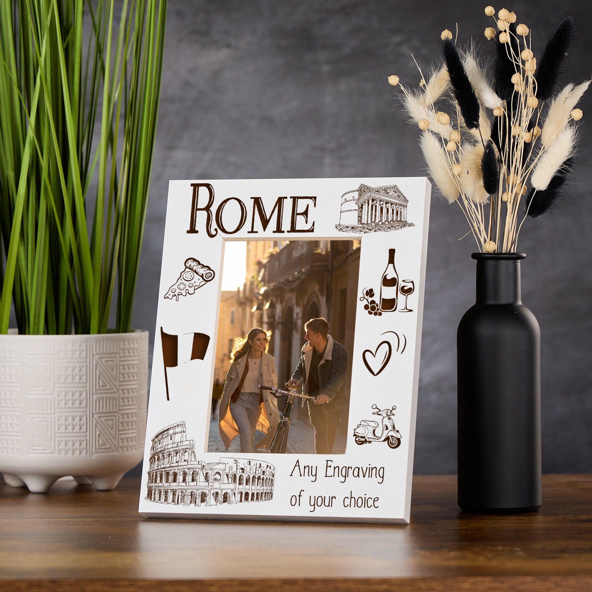 Personalised Rome Holiday Memory Photo Frame Engraved