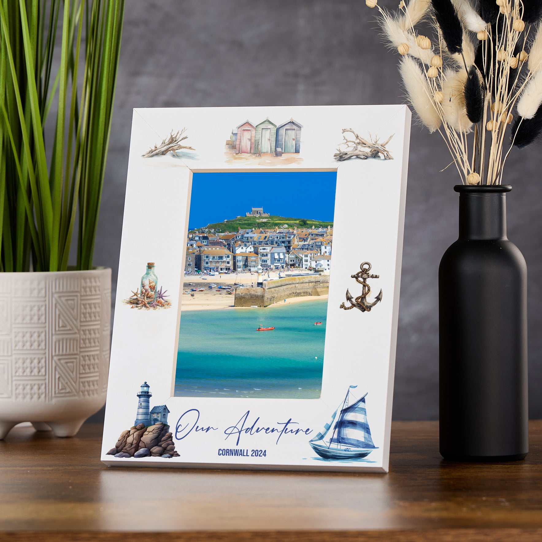 Personalised Holidays Adventure Memory Seaside White Photo Frame