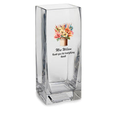 Personalised  Teacher Flower Vase Gift With Floral Pencil Pot