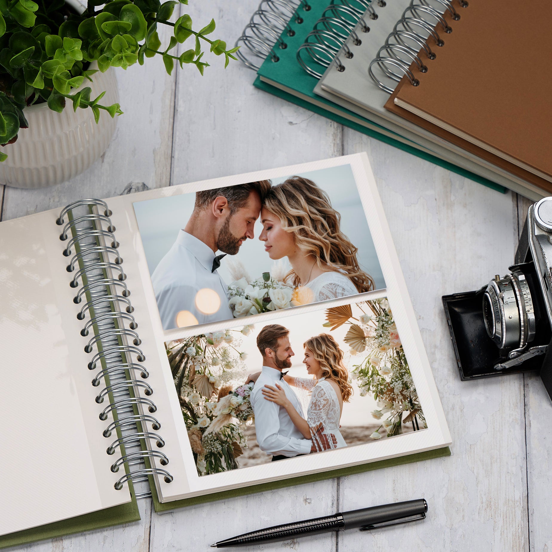 Personalised Large Wedding Photo Album With Leaves and Initials