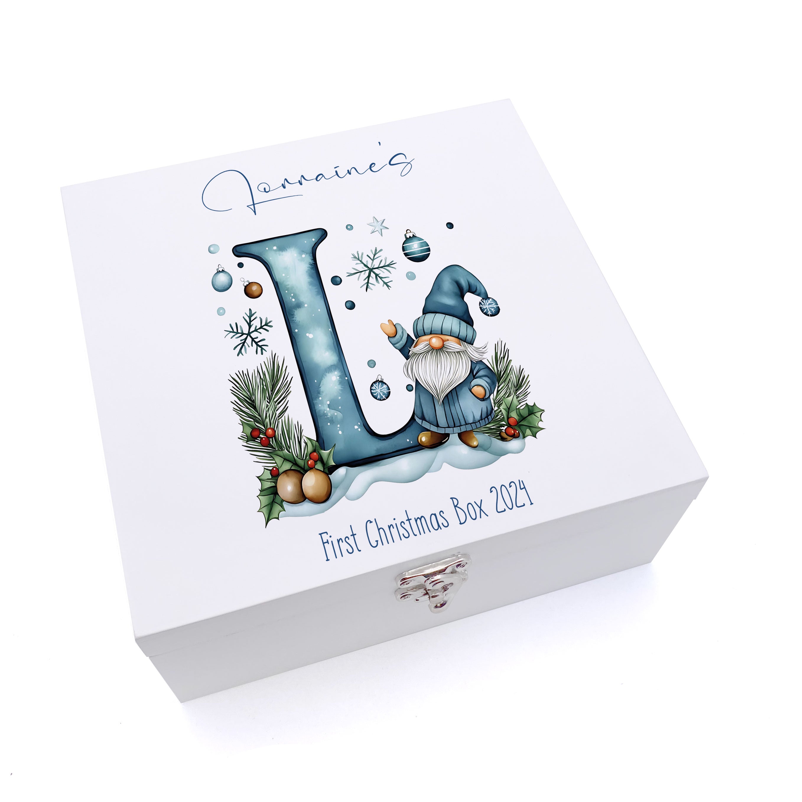 Personalised Luxury Wooden Cute Christmas Keepsake Memory Box Family Baby