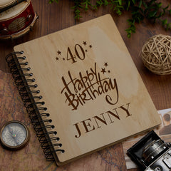 Personalised Large Engraved Star Wooden Birthday Photo Album Gift 18th, 21st, 30th, 40th, 50th, 60th, 70th, 80th