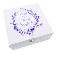 ukgiftstoreonline Personalised Luxury Birthday Lavender Wreath Keepsake Wooden Box