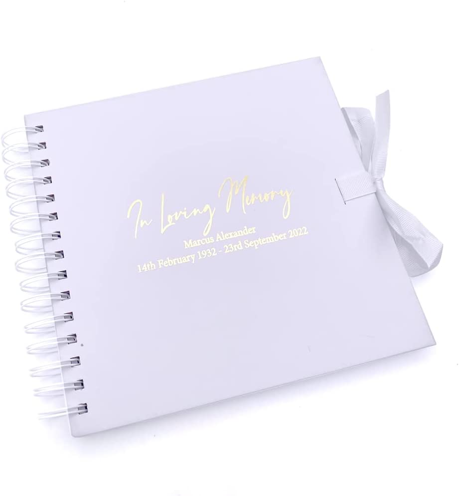 Personalised Loving Memory Funeral Remembrance Guest Book, Scrapbook Gift