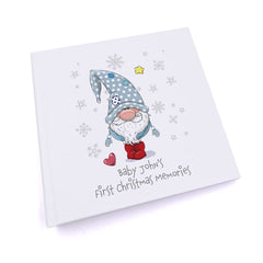 Personalised Baby Boy First Christmas Photo Album With Gnome