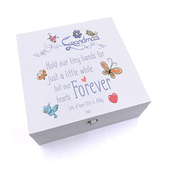 ukgiftstoreonline Personalised Grandma Hold Our Hands Keepsake Wooden Box