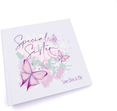 Personalised Special Sister Pink & Purple Butterfly Gift Photo Album
