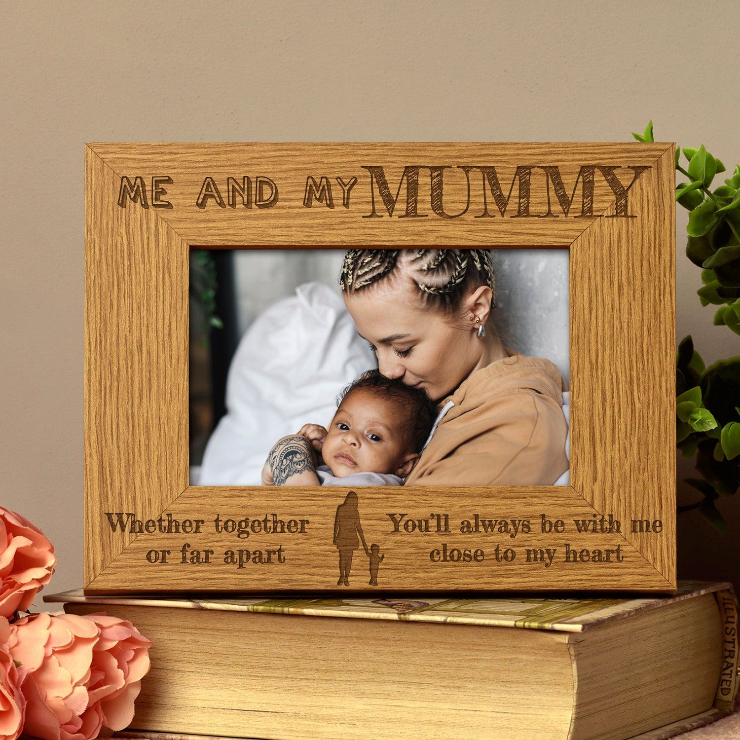 Together Or Far Apart Mum Wooden Photo Frame Gift - ukgiftstoreonline