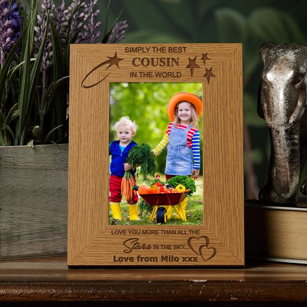 Personalised Best Cousin Portrait Wooden Photo Frame Gift - ukgiftstoreonline