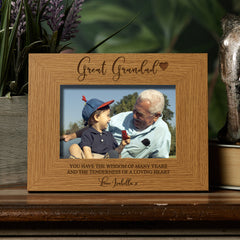 Personalised Great Grandad Wooden Photo Frame Gift