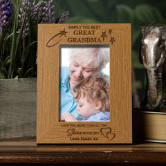 Personalised The Best Great Grandma Photo Picture Frame Oak Wood Finish