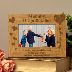 Personalised We Love Mummy Photo Frame Oak wood finish - ukgiftstoreonline