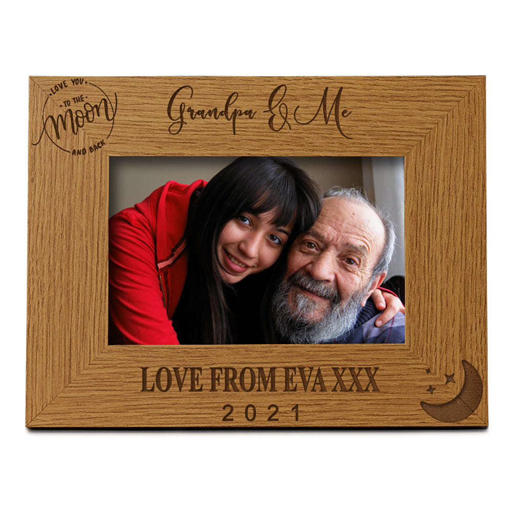 Personalised Grandpa and Me Love You To The Moon Photo Frame Gift