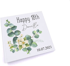 Personalised Any Age Birthday Photo album with Eucalyptus Design 18th, 21st, 30th, 40th, 50th, 60th