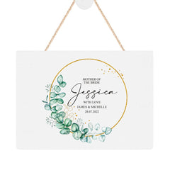 ukgiftstoreonline Personalised Mother Of The Bride Wedding Plaque With Eucalyptus Wreath
