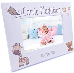 Cute Personalised White Baby Photo Frame Nursery Decoration Landscape