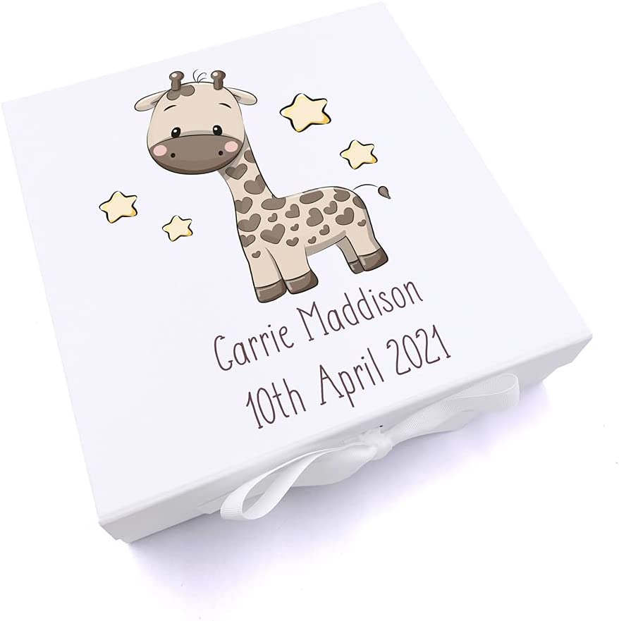 ukgiftstoreonline Personalised Baby Gift Keepsake Memory Box With Cute Giraffe