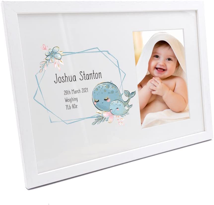 Personalised Cute Baby Photo Frame With Whales