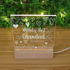 World's Best Grandad Personalised Night Light LED Lamp Gift