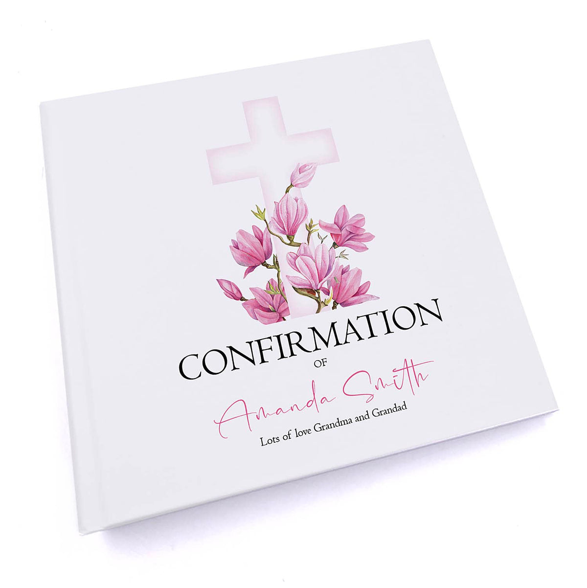 Personalised Confirmation 6x4" Slip in Photo Album Gift With Pink Cross