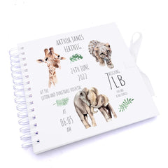 Personalised Safari Animal New Baby Scrapbook or Photo Album