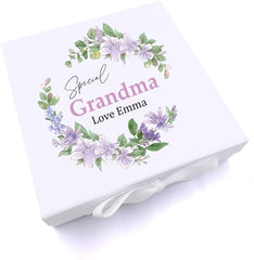 Personalised Special Grandma keepsake memory Gift box Floral Design