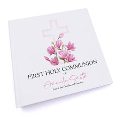 Personalised Communion 6x4" Slip in Photo Album Gift With Pink Cross