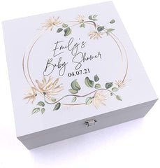 ukgiftstoreonline Personalised Luxury Baby Shower Keepsake Wooden Box