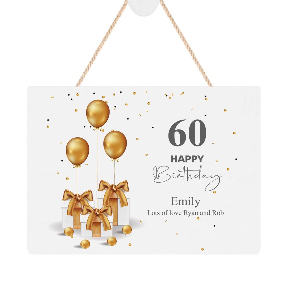 ukgiftstoreonline Personalised 60th Birthday Plaque Gift With Presents