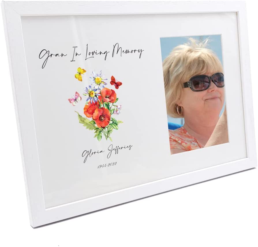 Personalised Gran Remembrance Photo Frame With Flowers and Butterflies