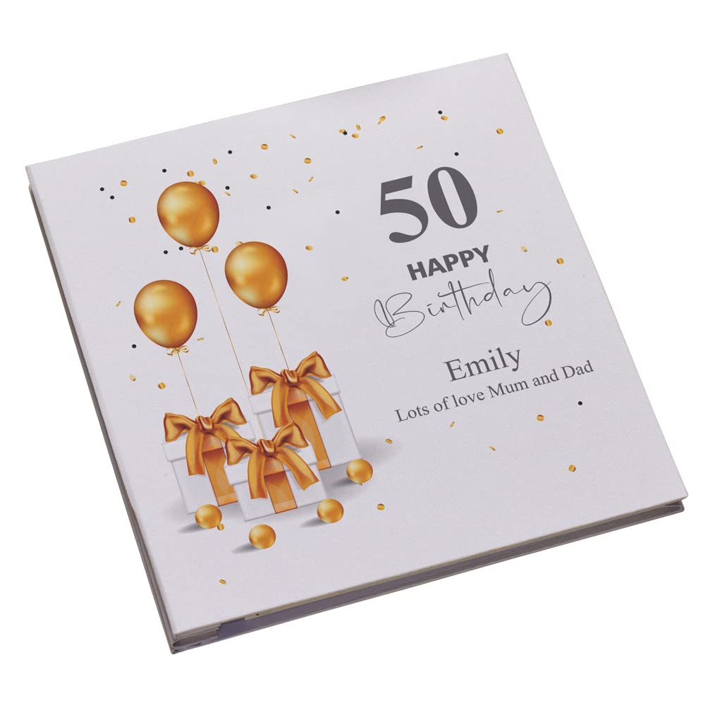 Personalised Large Linen 50th Birthday Photo Album With Presents