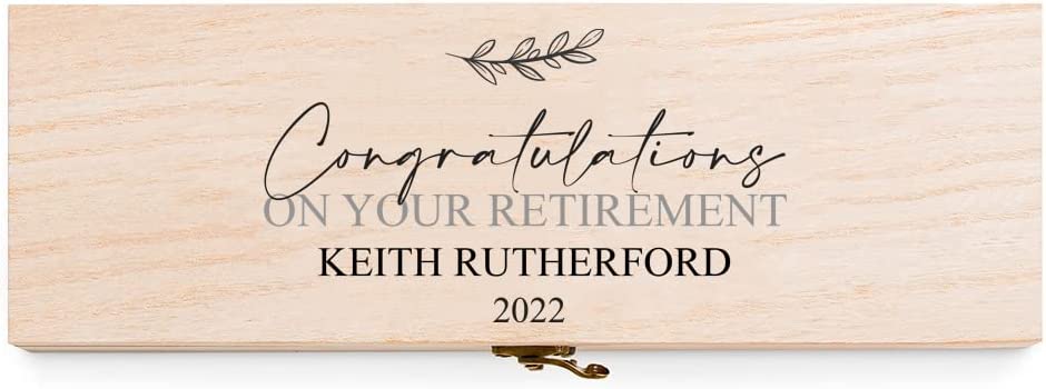 Personalised Retirement Wooden Wine or Champagne Box Gift