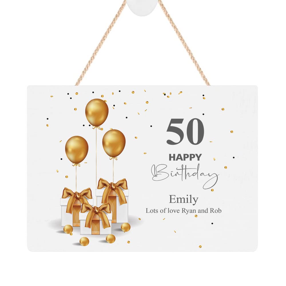 ukgiftstoreonline Personalised 50th Birthday Plaque Gift With Presents