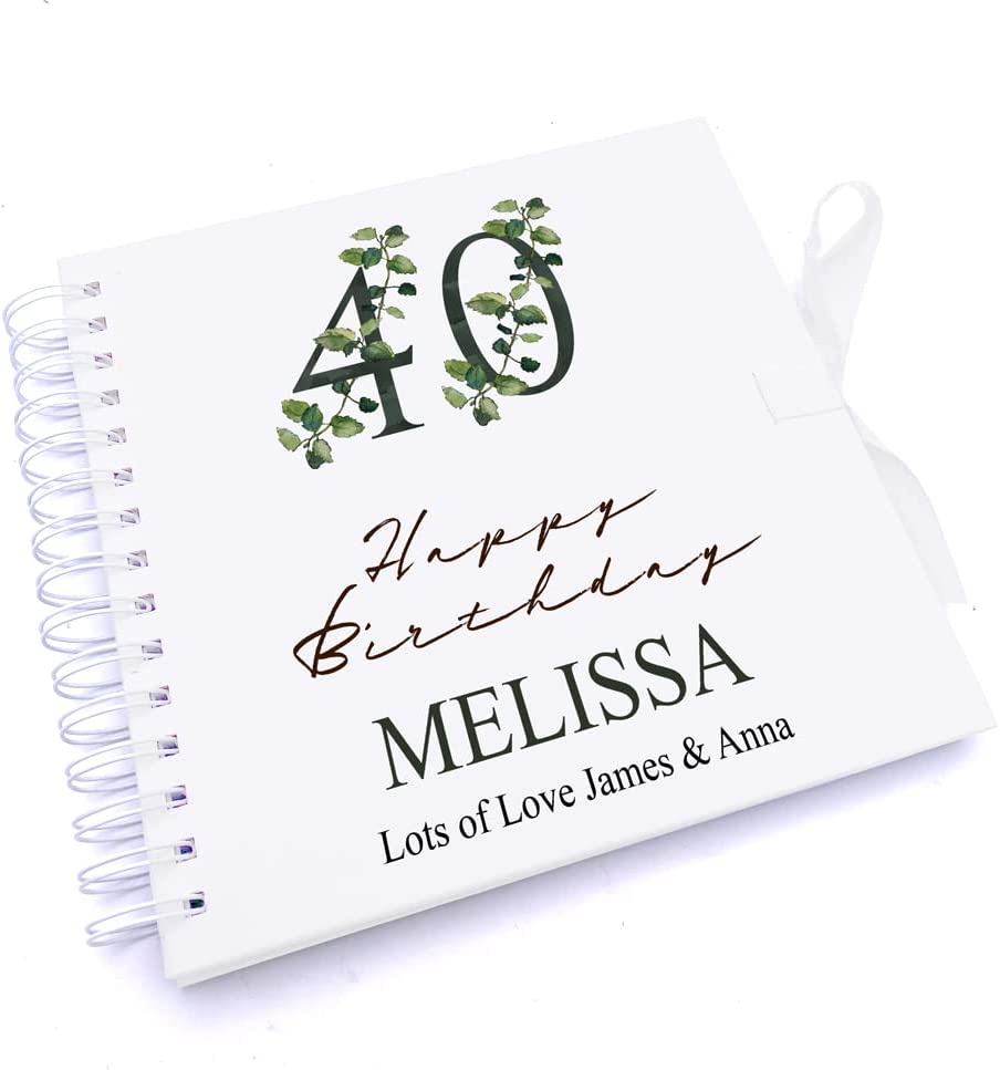 Personalised 40th Birthday Green Leaf Design Gift Scrapbook Photo Album