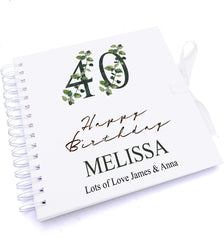 Personalised 40th Birthday Green Leaf Design Gift Scrapbook Photo Album