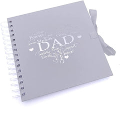 Dad White Scrapbook Photo Album Silver Script