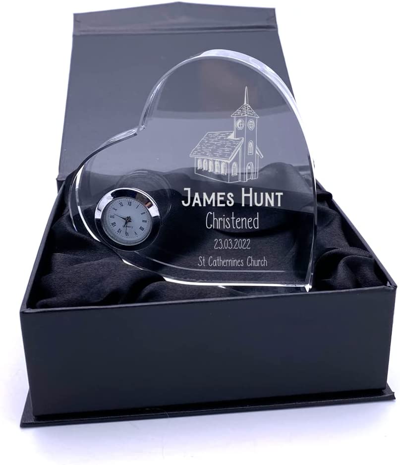 Engraved Heart Crystal Glass Clock Wedding Gift Or Wedding Present HCL-2