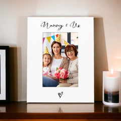 White 6x4 Portrait Picture Photo Frame Nanny & Us Heart