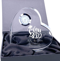 Engraved Personalised Graduation Crystal Glass Clock With Year