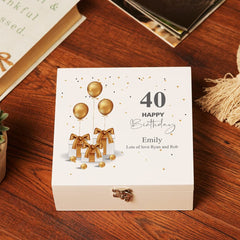 ukgiftstoreonline Personalised 40th Birthday Gift Keepsake Wooden Box Present Design.