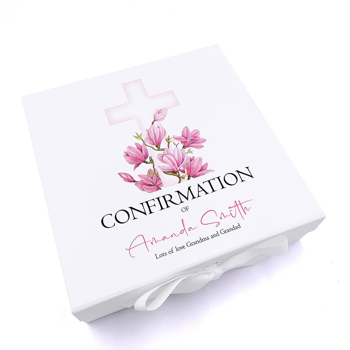 ukgiftstoreonline Personalised Confirmation Pink Cross Keepsake Memory Box Gift