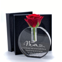 Engraved Mum Crystal Glass Flower Vase Gift Present