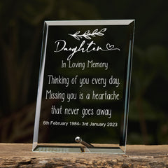 Daughter In Loving Memory Personalised Memorial Funeral Glass Plaque