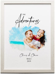 Personalised watercolour Our Adventures Framed Picture