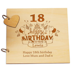 Personalised Wooden 18th Birthday Scrapbook Guest Book or Photo Album